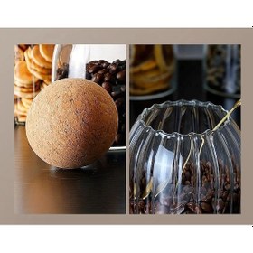 Resim Morponi Mantar Kapaklı Çizgili Cam Kavanoz Ve Baharatlık Seti 1200 Ml 1 Adet Şeffaf 