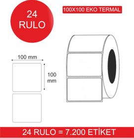 Resim etiket dükkani Termal Barkod Etiketi 100mm X 100mm ( 24 Rulo ) 300'lük Sarım 