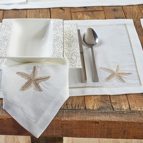 Resim Sea Star Leke Tutmaz Keten Peçete 45x45 cm Gold (2'li Set) - 2 Adet 45x45 cm 