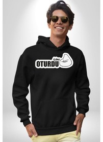 Resim İçime Oturdu Yazılı Kadın Erkek Siyah Kapüşonlu Sweatshirt Hoodie Siyah 