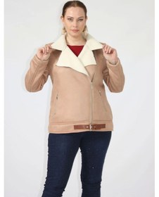 Resim Moda Berray 3263 Kısa Içi Kürklü Eteği Kemer Detaylı Kaban Vizon Kahverengi 