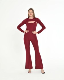 Resim Kesik Detaylı Fit Takım - Şıklığın Yeni Hali Bordo 