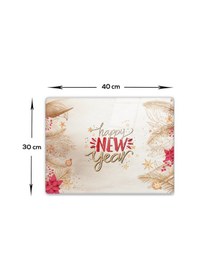 Resim Decorita Cam Kesme Tahtası|Happy New Year-Gold|30cm x 40cm 