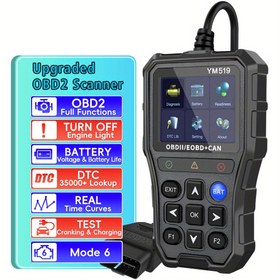 Resim YM519 OBD2 Teşhis Aracı - Tam OBDII Modları, Canlı Veri Akışı, Batarya Voltajı Testi, Daha Hızlı İşleme Çipi, 35,901 DTC Kütüphanesi, Çoklu Dil Gösterimi, Araba Sorun Çözümü ve Tamiri, Otomotiv Teşhisleri | Çoklu Dil Gösterimi | Gelişmiş Özellikler, Pil Olmadan 