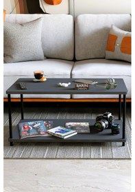 Resim Çevir Tak Dikdörtgen Orta Sehpa 2 Raflı Salon Ve Ofis Dekorasyonunda Tamamlayıcı Dekoratif Şık Sehpa Antrasit 