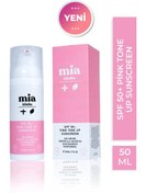 Resim Mia klinika spf 50 pink tone up ton eşitleyici pembe yüz güneş kremi 50ml 