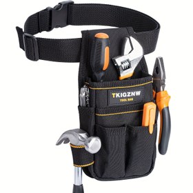 Resim TKIGZNW T004 Dayanıklı Polyester Araç Bel Çantası - Ayarlanabilir, Çoklu Cep Düzenleyici, Günlük Kullanım ve DIY Görevleri İçin, Non, Elde Yıkanabilir, Siyah, DIY Düzenleme | Yardımcı Kemer | Güvenli Depolama Torbası, Araç Çantası 