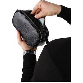 Resim Mft Leather Hakiki Deri Unisex El Çantası Naina 1134 Flother Siyah 