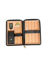 Resim Cohiba Dahili Çakmak Siyah Deri Puro Taşıma Çantası & Seyahat Humidoru 71846080 