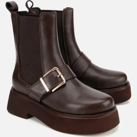 Resim Hotiç Kadın Kahverengi Lastik Detaylı Tokalı Kalın Tabanlı Düz Bot 01boh314870a480 01boh314870a480 Kahverengi 