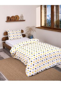 Resim Tek Kişilik Nevresim Seti Sarı Yıldızlı Çarşafsız 13 