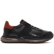 Resim Men's Black Lace-up Thick-Sole Leather Casual Sneaker Derimod