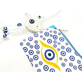 Resim cuaderno Nazar Boncuğu Göz Araba Süsü Nazar Boncuk Desenli Deri Cüzdan El Yapımı Ikili Set 