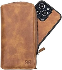 Resim BOULETTA Telefon Kılıfı iPhone 13 Pro Max Kılıf Cüzdan Fermuar Kart Tutucular ve RFID Engelleme, Manyetik Çıkarılabilir, Kablosuz Şarj, 2'si 1 Arada Cüzdan Telefon Kılıfı 6,7 inç 
