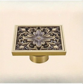 Resim Elmpaly 1 Adet Vintage Duş Gideri, Kare T Tipi Altın Ağı Filtreli Ev Dekorasyonu 