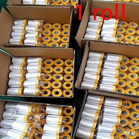 Resim Çıkarılabilir Kapaklı Su Geçirmez PVC Boya Bandı, Ayarlanabilir & Katlanabilir, Otomotiv Boyama ve Ev Dekorasyonu için Önceden Yapışkanlı Film Rulosu, Dayanıklı PVC Malzeme, Beyaz & Sarı Tasarım 