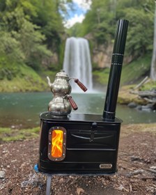 Resim Genco GK02 Şömineli Fırınlı Kamp Sobası Taşınabilir Çadır Sobası 