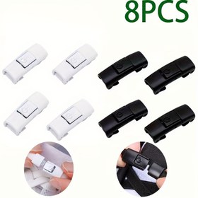Resim 8 Adet Metal Hızlı Bağcık Tokası - Ayakkabılar, Botlar & Kemerler için Ayarlanabilir Basınçlı Kilitleme (Siyah/Beyaz) | Erkekler ve Kadınlar için Sorunsuz Bağlantı Elemanları, Kemer Toka Alternatifi, Güvenli Çıtçıt Kapama 