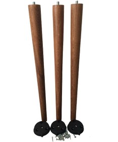 Resim 3 Adet Ceviz Vernikli Konik Ahşap Masa Ayağı 55 Cm Açılı Aparat Ve Montaj Vidası Dahil Kayın Ağacı 