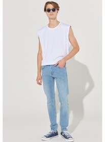 Resim Lee Malone Skinny Fit Dar Kesim Düşük Bel Çok Dar Paça Mavi Erkek Esnek Jean Denim Kot Pantolon L736017XT Mavi 