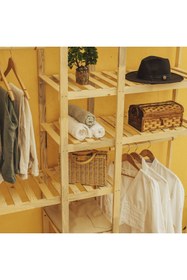 Resim pinoxi Ahşap Açık Gardırop 3 Askılı 190x150x37 Cm Çok Amaçlı Dolap %100 Masif Çam Ağaç 
