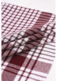 Resim Pamuklu Bordo Renkli Pöti Kareli 4'lü Kurulama Bezi, Beslenme Örtüsü, Servis Peçetesi 