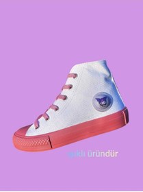 Resim archiepet pembe bağcıklı pembe taban ışıklı keten çocuk spor convers ayakkabı 
