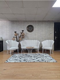 Resim ZAFİR Papatya Çay Seti Koltuk Takımı Beyaz Boyalı Sivriltme Ayak, Balkon, Salon, Ofis, Cafe Koltuk Takımı 