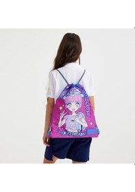 Resim Coral High Kids Mor Pembe Mavi K-pop Desenli İpli Büzgülü Sırt Çantası 22477 Pembe 