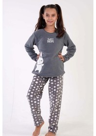 Resim Kız Çocuk Polar Uzun Kol Gri Pijama Takımı C3t0n3o176 001 