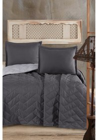 Resim Microfiber Çift Kişilik Yatak Örtüsü Seti Aragon Antrasit 