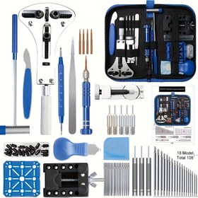 Resim 208 Parça Saat Tamir Alet Seti, Profesyonel Saat Tamir Alet Kiti, Yay Çubuğu, Kayış Bağlantı Serbest Bırakma Aracı, Kasa Açacağı, Tornavida, Cımbız ve Diğer Küçük Saat Tamir Araçları Dahil 
