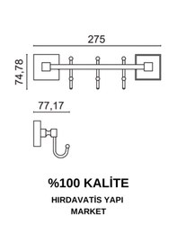 Resim Çelik Banyo Paslanmaz Pirinç Kumru Kancalı 3 Lü Askılık Gri 