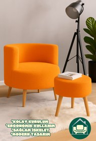 Resim DEKOR MOBİLYACIM Berlin Çay Seti Berjer Ve Puf Takımı (SALON, OFİS, BALKON) - 2'li Takım 