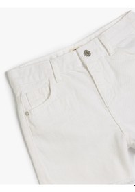 Resim Koton Pamuklu Düşük Bel Cepli Kot Şort Beyaz 5skg40033ad Beyaz 