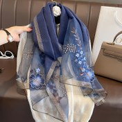Resim Vintage Kadın İpek Eşarp - Altın Detaylı Çiçek ve Yaprak Desenli, Hafif Nefes Alabilen Şal, Çok Amaçlı Plaj Örtüsü veya Moda Aksesuarı, İpek Başörtüsü, Yazlık Aksesuar, Zarif Nakış, Şık Şal, Şık Elbise Aksesuarı 