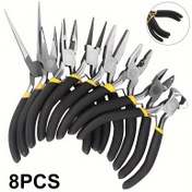 Resim 8 Parça Profesyonel Çok Fonksiyonlu Pense Seti, Ergonomik Tasarım, 4.5 inç, Mini Bükme, İğne Burun, Kombinasyon, Bilyalı Baş, Tel Sıyırıcı, Güç Gerektirmez, Metal Yapı, Ev Geliştirme El Aletleri 