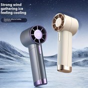 Resim 1 adet Turbo Taşınabilir Mini Fan, LED Ekranlı, 100 Hız Ayarlı, USB Şarj Edilebilir 3000mAh, Maksimum Rüzgar Hızı 9m/s, Seyahat/Kamp/Yazlık Soğutma için Kompakt ve Hafif 