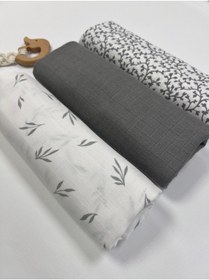 Resim Sahra İpek Organik Pamuk Müslin Örtü 3 Lü Set 80 Cm X 80 Cm 