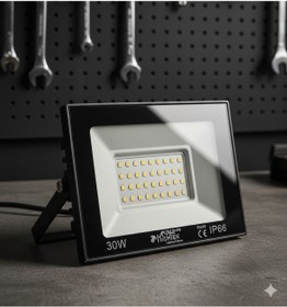 Resim ERM 220V 30W Beyaz Işık LED Projektör - Su Geçirmez Dış Mekan Aydınlatma, Slim Metal Kasa 