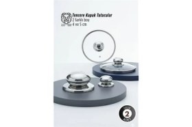 Resim Marsilyan Valeria Serisi 2’li Paslanmaz Çelik Lüks Tencere Kapağı Tutucu Seti - 4-5 cm Universal -Marsi 