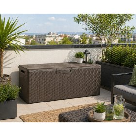 Resim Csb Store Rattan Görünümlü Bahçe Depolama Sandığı 124X55X56 cm - Kilitli Çok Amaçlı Saklama Kutusu 