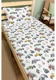 Resim Organik Tek Kişilik Lastikli Çarşaf Seti - Hızlı Ve Eğlenceli Renkli 