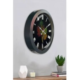 Resim Bahat Salon Ofis Duvar Saati Gri Metal Çerçeve 36 cm 