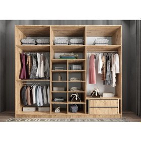 Resim Pamela 12 Kapaklı Gardırop Dolap Çam 270 Cm - Montaj Dahil 