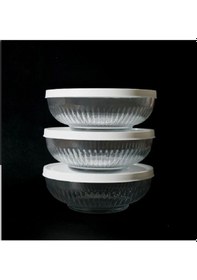 Resim Feyzade Tokyo Saklama Kabı Seti 3'lü 1500cc X 3 Adet Beyaz Kapaklı Karışık 