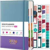 Resim 2026 Planlayıcı, Günlük ve Aylık Program 2026 Saatlik Program ile, OCAK 2026 - ARALIK 2026, 14.48cm X 21.34cm, 12 Ay Sekmesi, 4 Planlama Stickerı, İç Cep, Okula Dönüş Organizatörü 