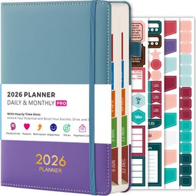 Resim 2026 Planlayıcı, Günlük ve Aylık Program 2026 Saatlik Program ile, OCAK 2026 - ARALIK 2026, 14.48cm X 21.34cm, 12 Ay Sekmesi, 4 Planlama Stickerı, İç Cep, Okula Dönüş Organizatörü 