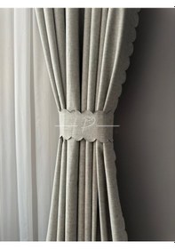 Resim %100 Karartma Blackout Sıvama Keten Ultrasonik Kesim Fon Perde 2 Renk Seçeneği 001 