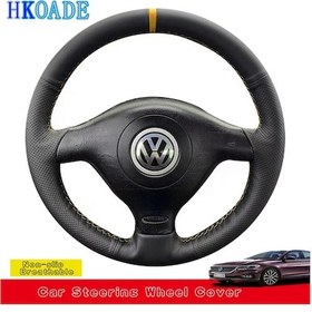 Resim Özelleştirme Mikrofiber Deri Direksiyon Kılıfı Seat Leon Mk1 Volkswagen Vw Golf Blue Thread 